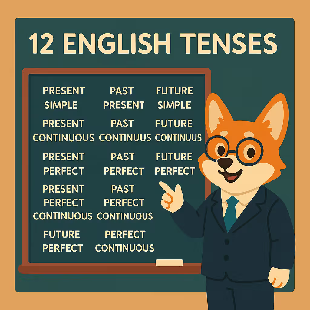 12 English Tenses — таблица всех времен английского языка с примерами и правилами